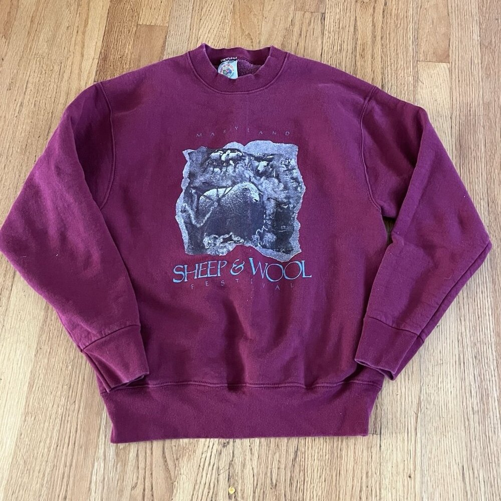 Vintage 90s Maryland Sheep & Wool Festival Sweatshirt • M Red Cranberry Maroon